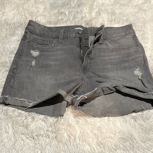 Distressed Gray Denim Shorts
